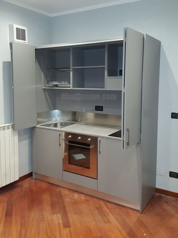 Mini cucina Grigio Platino con forno  Mini Cucine moderne per piccoli spazi